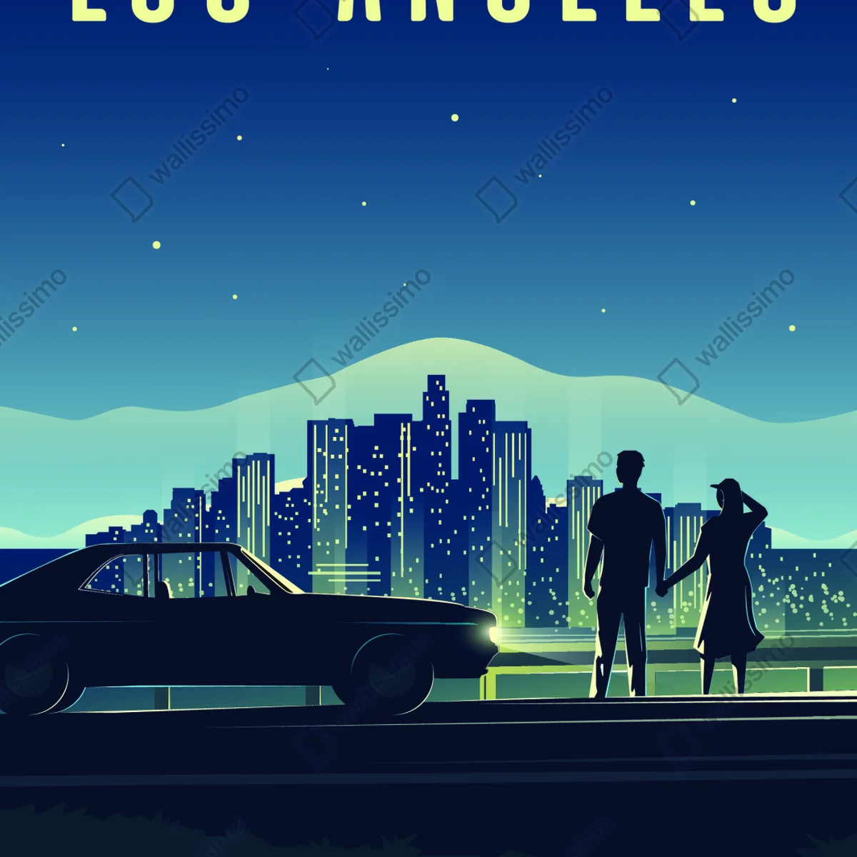 Fensteraufkleber Los Angeles nächtliche skyline Fensteraufkleber Los Angeles nächtliche skyline