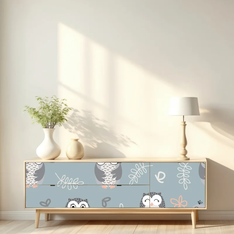 Repositionierbarer Aufkleber niedliches eulenmuster für das kinderzimmer