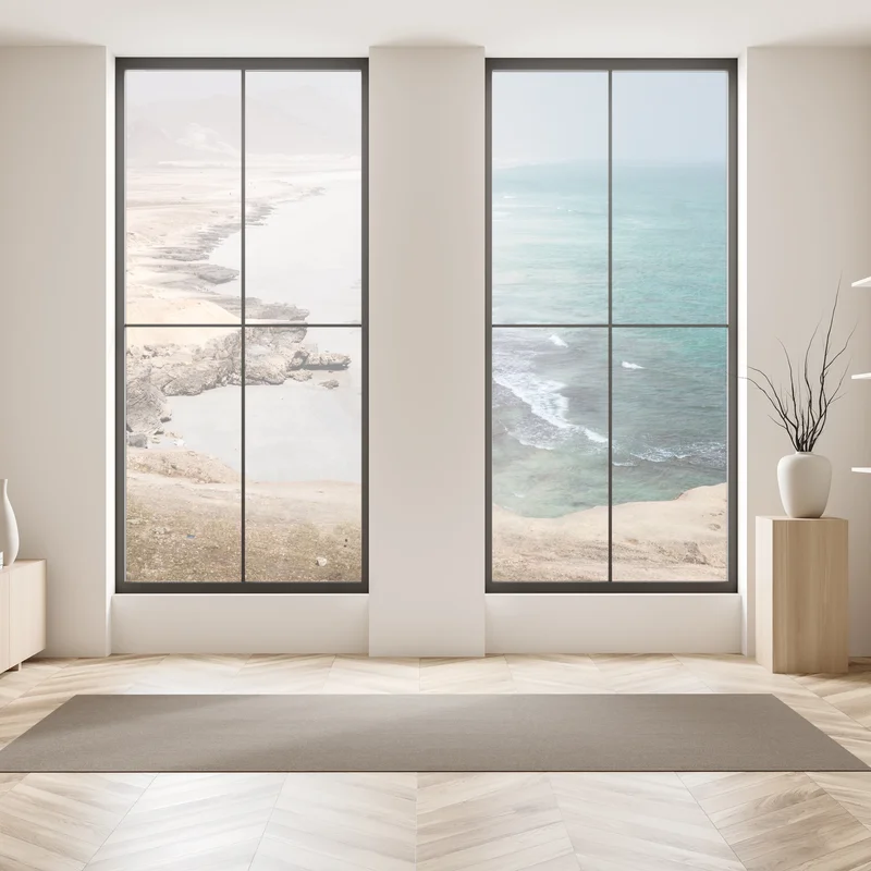 Naklejka na okno spokojne turkusowe wybrzeże nad pustynnymi klifami