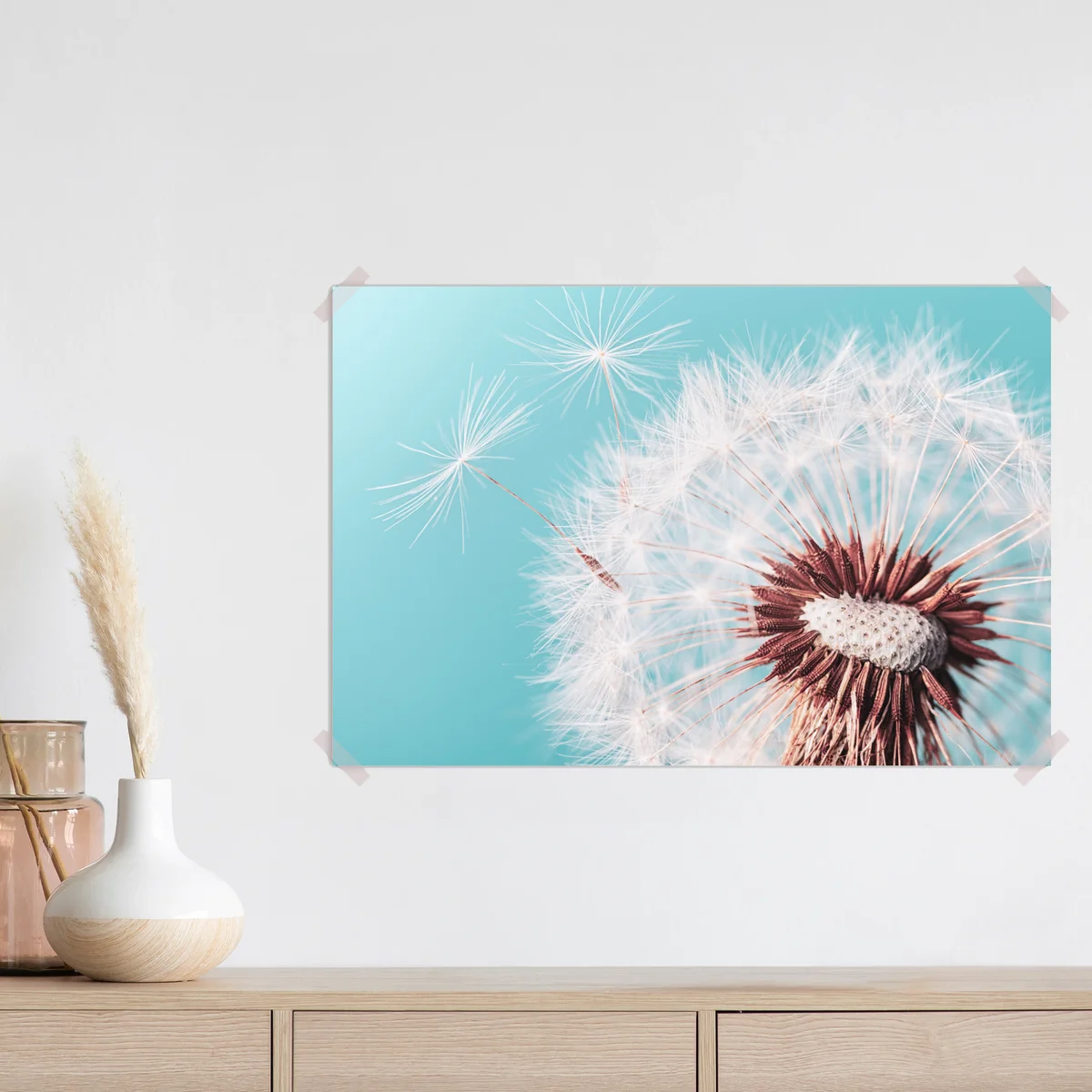 Poster zarter löwenzahn vor türkisfarbenem hintergrund Poster zarter löwenzahn vor türkisfarbenem hintergrund