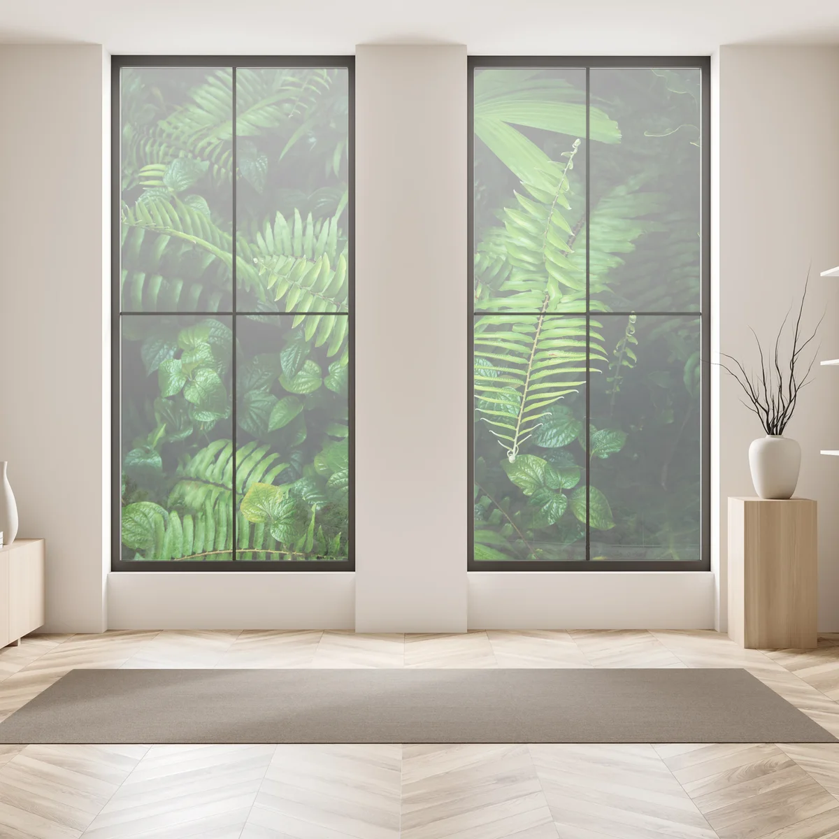 Fensteraufkleber üppige tropische farnblätter Fensteraufkleber üppige tropische farnblätter