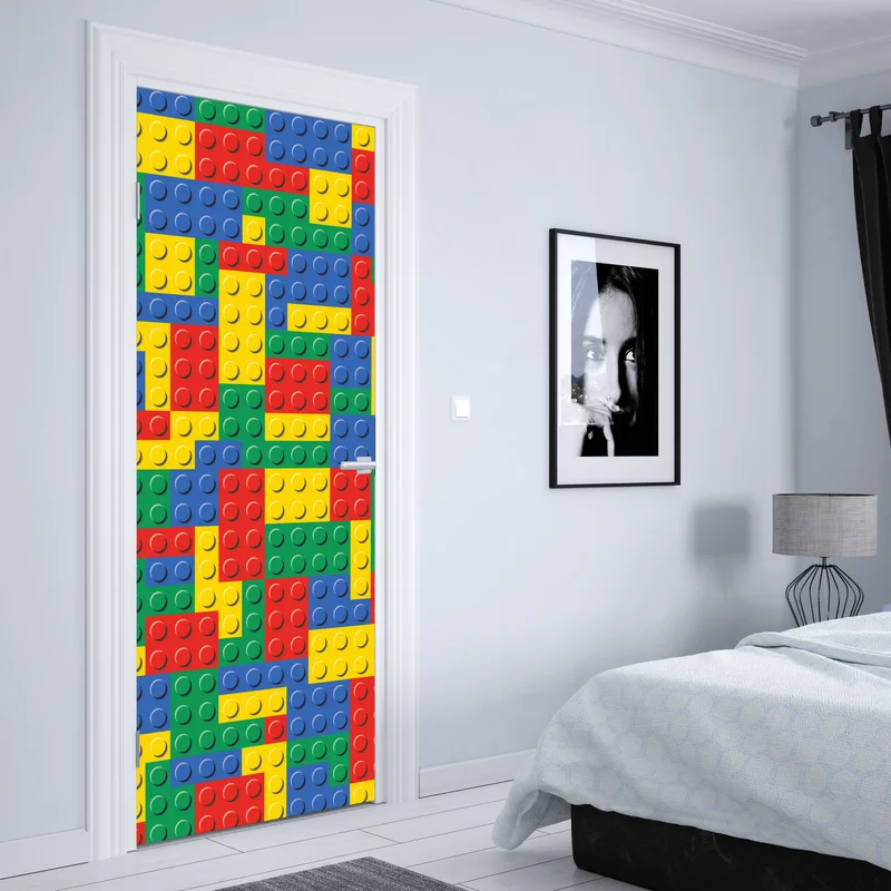 Türaufkleber buntes bausteinmuster Türaufkleber buntes bausteinmuster