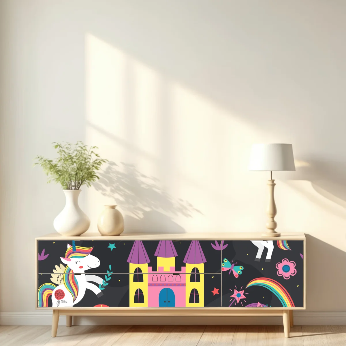 Repositionierbarer Aufkleber magisches einhorn- und feenmuster Repositionierbarer Aufkleber magisches einhorn- und feenmuster