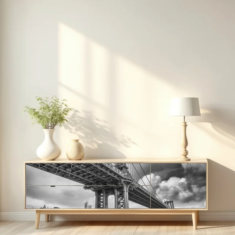 Repositionierbarer Aufkleber blick auf die Manhattan Bridge und die skyline von New York Repositionierbarer Aufkleber blick auf die Manhattan Bridge und die skyline von New York