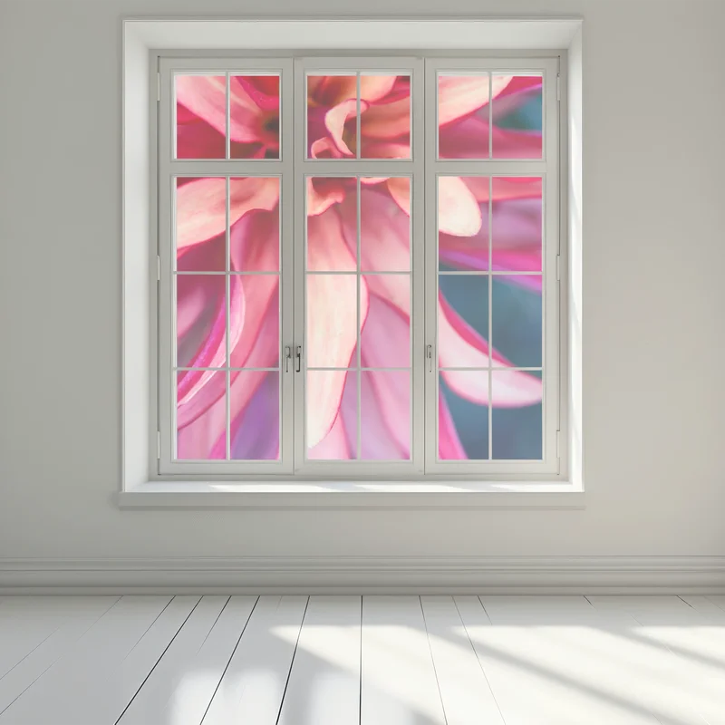 Fensteraufkleber vibrantes rosa blütenmakro