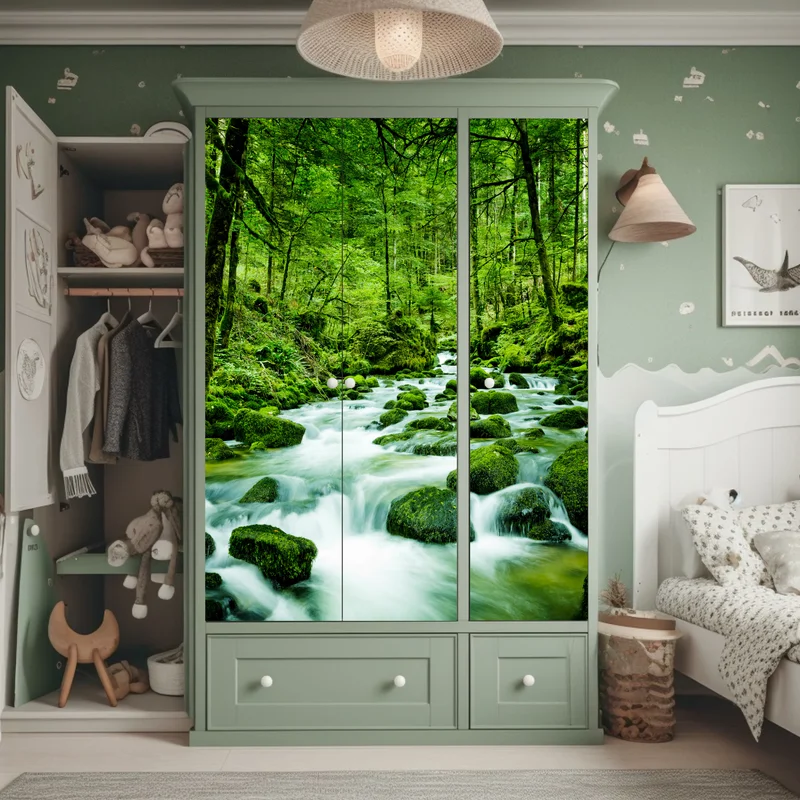 Schrankaufkleber moosbedeckter waldbach Schrankaufkleber moosbedeckter waldbach