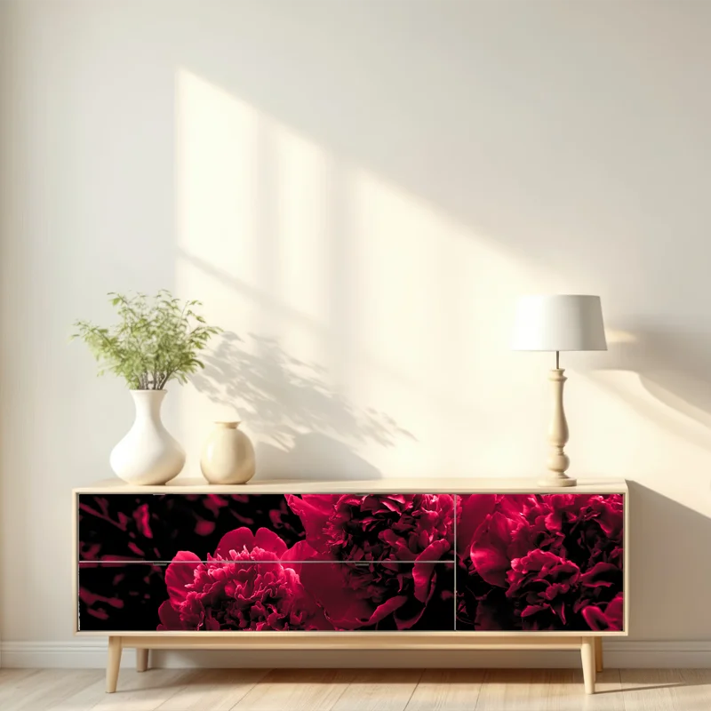 Repositionierbarer Aufkleber stimmungsvolle rosa pfingstrosen