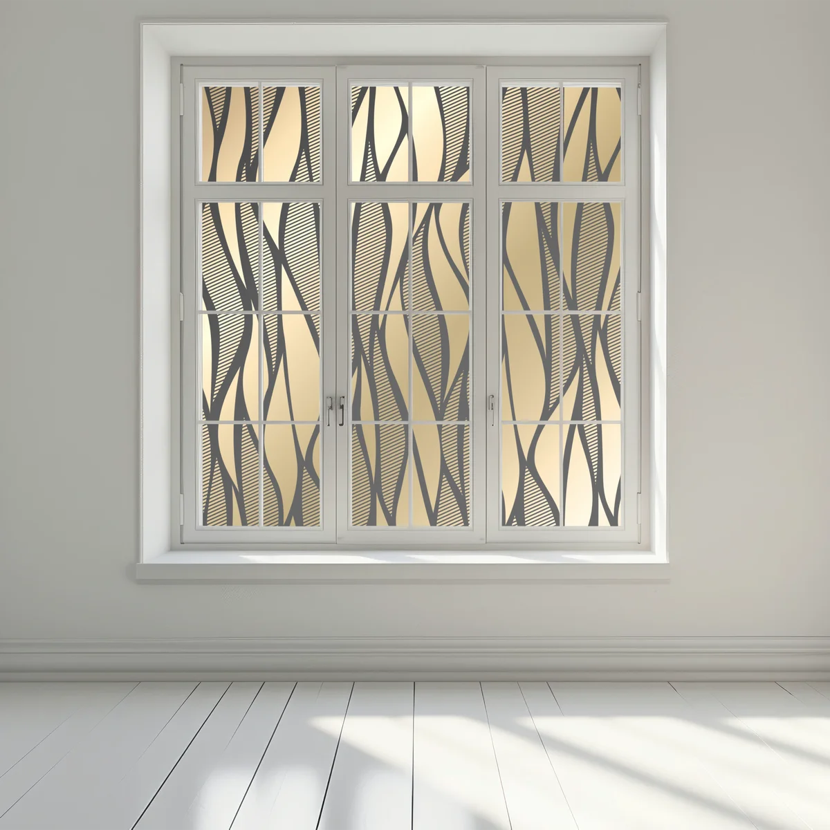 Fensteraufkleber luxuriöses goldenes abstraktes wellenmuster • Fensteraufkleber bei Wallnifity® Fensteraufkleber luxuriöses goldenes abstraktes wellenmuster • Fensteraufkleber bei Wallnifity®