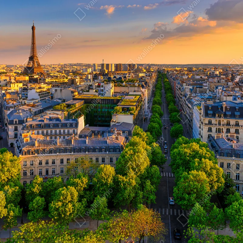Leinwandbild sonnenuntergang über Paris mit Eiffelturm Leinwandbild sonnenuntergang über Paris mit Eiffelturm