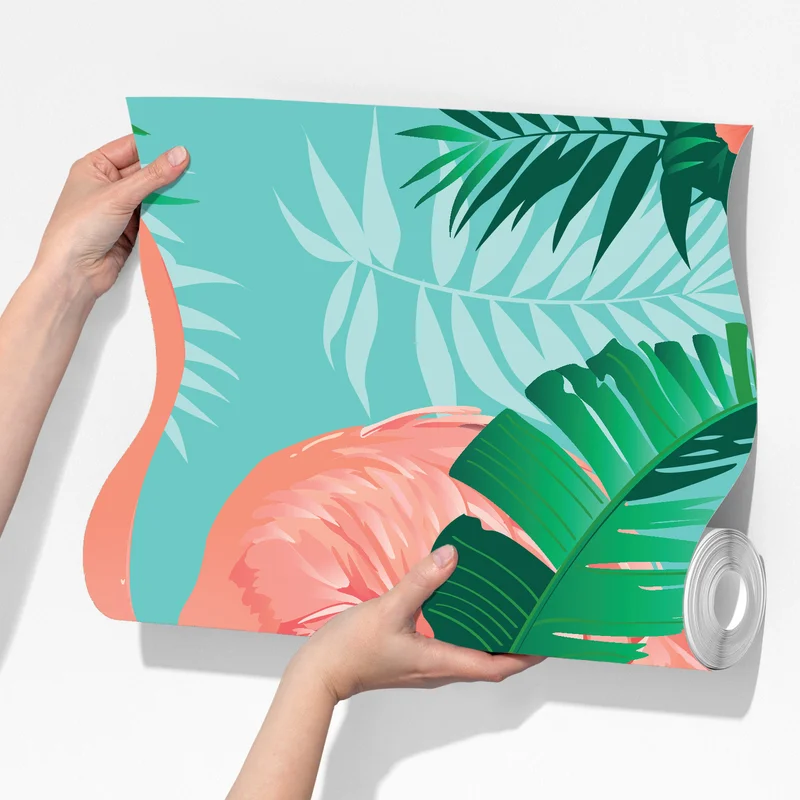 Fototapeta tropikalna oaza z flamingami Fototapeta tropikalna oaza z flamingami