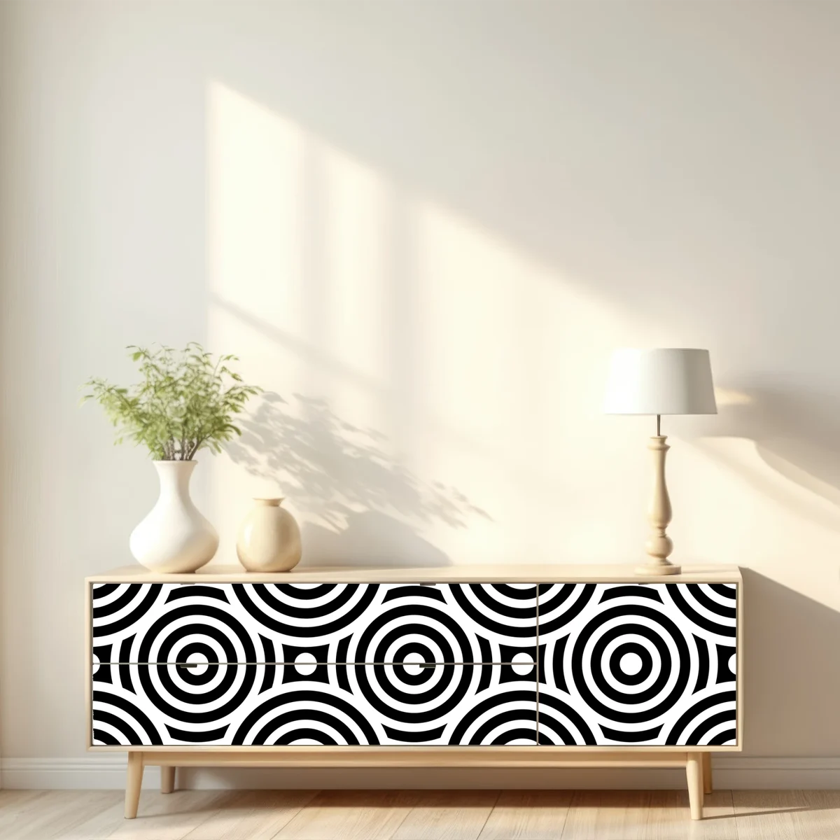 Repositionierbarer Aufkleber schwarz-weiß muster aus konzentrischen kreisen Repositionierbarer Aufkleber schwarz-weiß muster aus konzentrischen kreisen