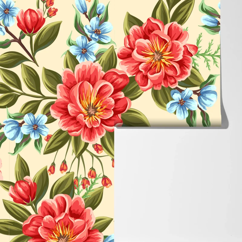 Fototapete lebhaftes aquarell blumenmuster Fototapete lebhaftes aquarell blumenmuster