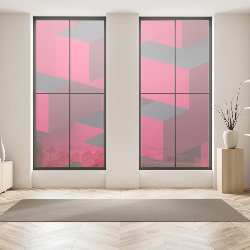 Fensteraufkleber kräftige rote geometrische blöcke