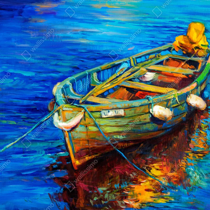 Leinwandbild lebendiges boot bei sonnenuntergang Leinwandbild lebendiges boot bei sonnenuntergang