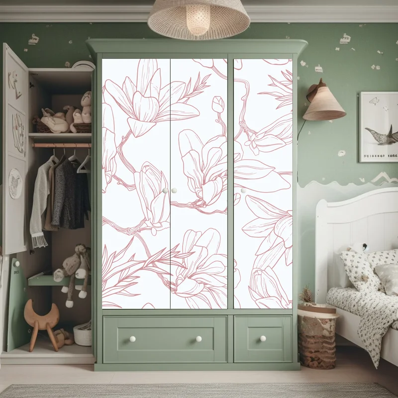 Schrankaufkleber zartes magnolienmuster in sanftem rosa Schrankaufkleber zartes magnolienmuster in sanftem rosa