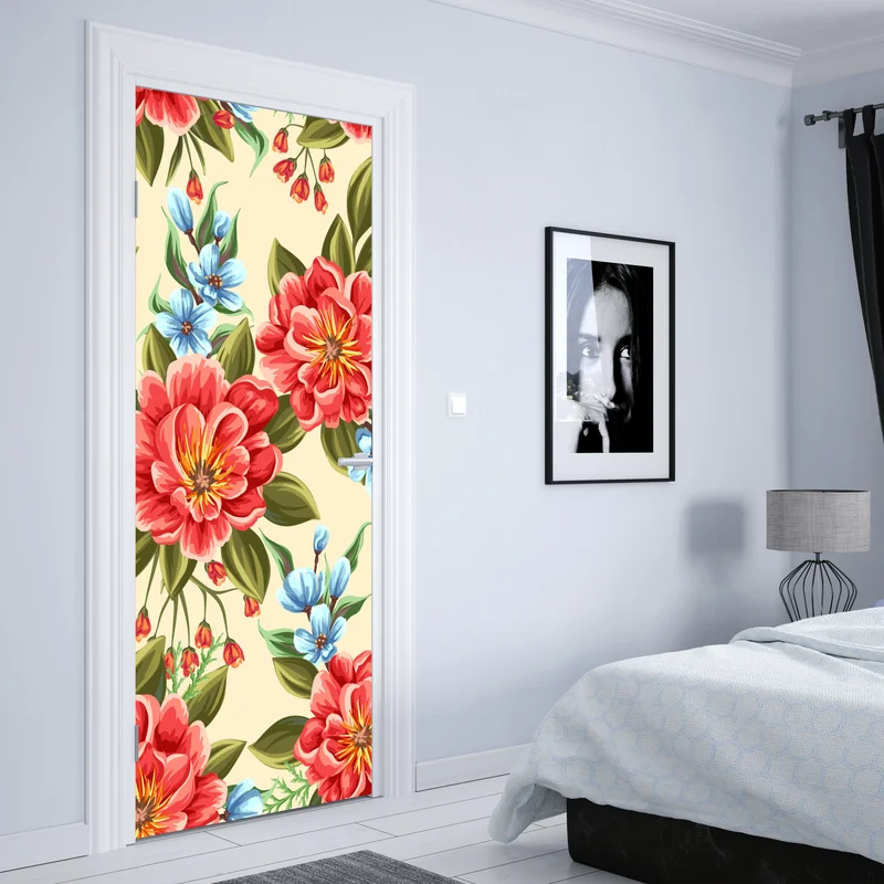 Türaufkleber lebhaftes aquarell blumenmuster Türaufkleber lebhaftes aquarell blumenmuster