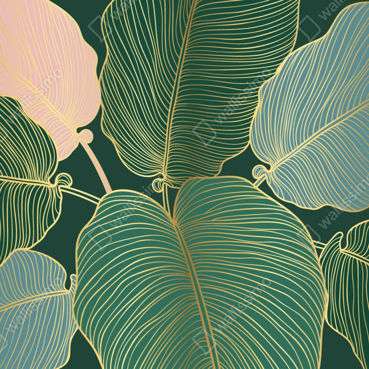 Fototapeta złote tropikalne liście Fototapeta złote tropikalne liście