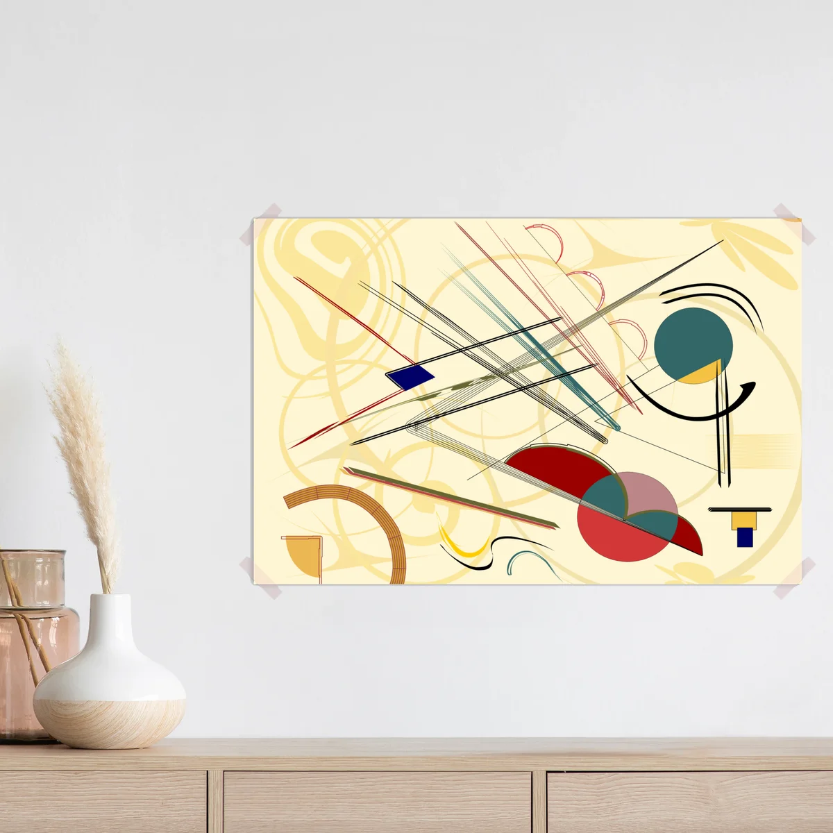 Poster geometrische abstraktion in beige und rot • Poster bei Wallnifity® Poster geometrische abstraktion in beige und rot • Poster bei Wallnifity®