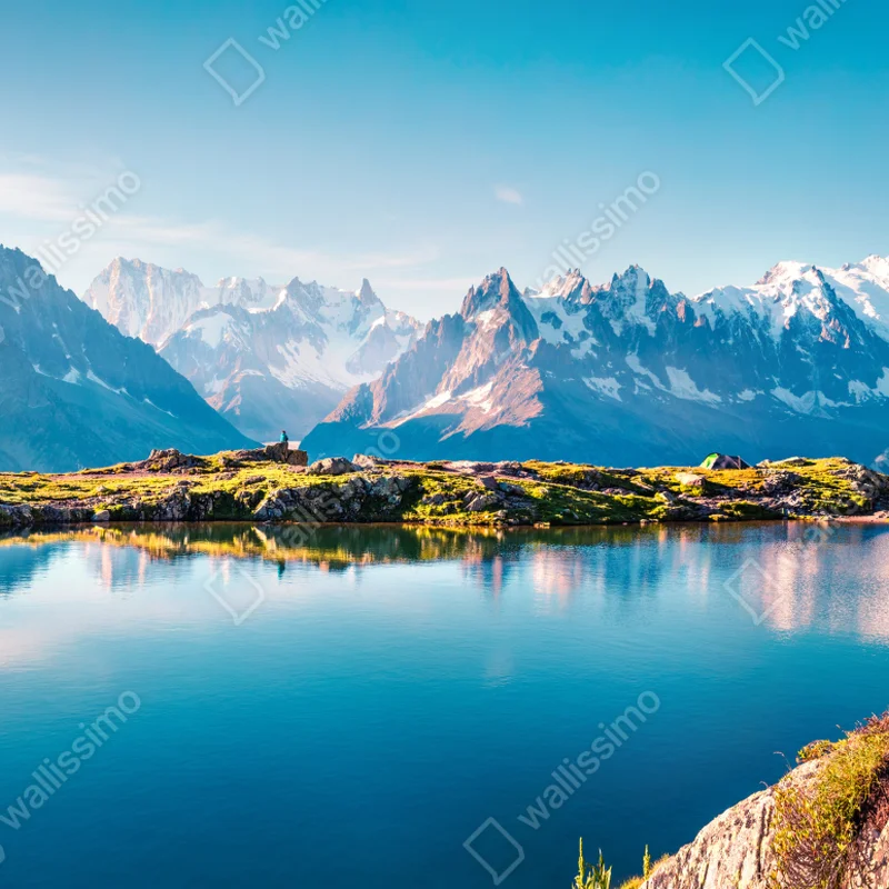 Fototapete Lac Blanc mit Blick auf Mont Blanc Fototapete Lac Blanc mit Blick auf Mont Blanc