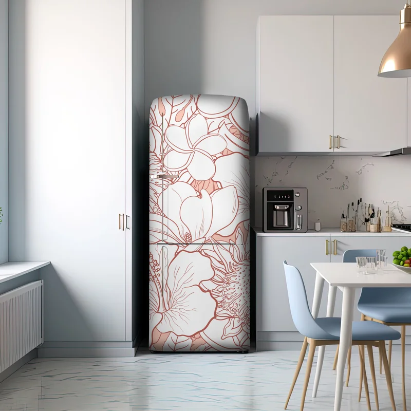 Kühlschrankaufkleber zartes korallenfarbenes blumenmuster Kühlschrankaufkleber zartes korallenfarbenes blumenmuster