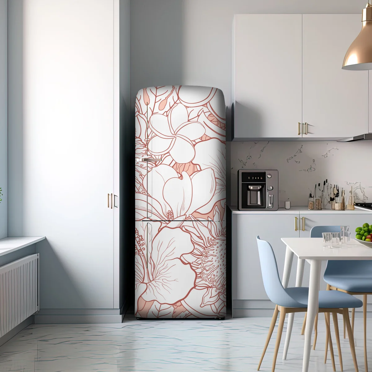 Kühlschrankaufkleber zartes korallenfarbenes blumenmuster Kühlschrankaufkleber zartes korallenfarbenes blumenmuster