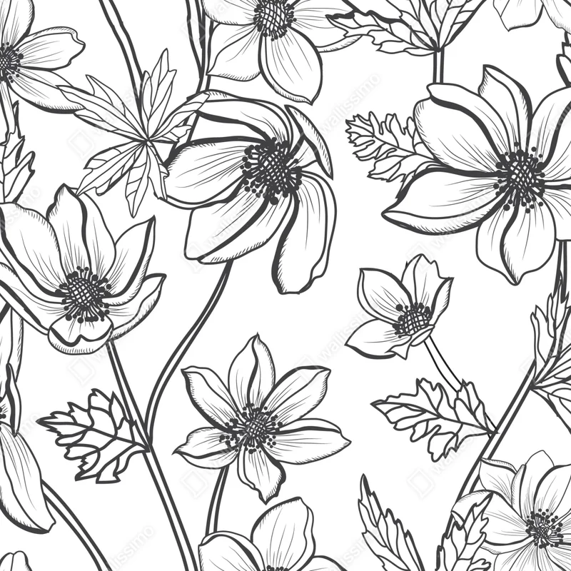 Laptop-Aufkleber botanische linienzeichnung mit blumen Laptop-Aufkleber botanische linienzeichnung mit blumen