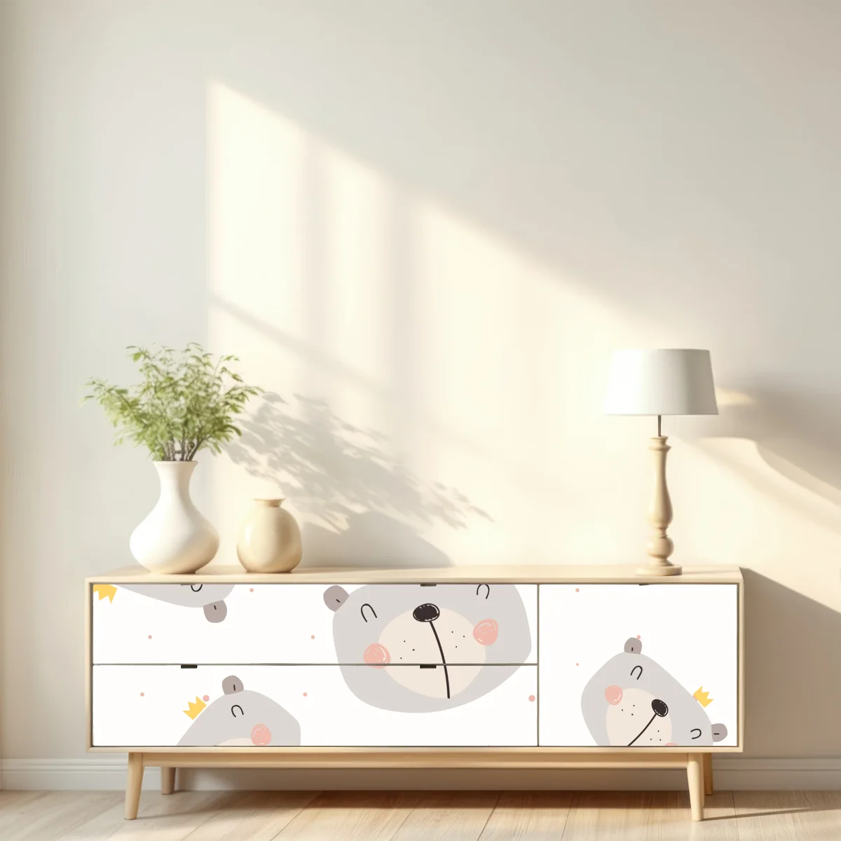 Repositionierbarer Aufkleber muster mit niedlichen bären fürs kinderzimmer Repositionierbarer Aufkleber muster mit niedlichen bären fürs kinderzimmer