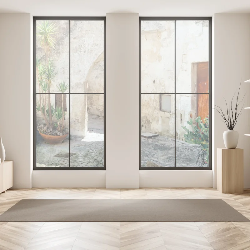 Naklejka na okno śródziemnomorski kamienny dziedziniec z łukiem Naklejka na okno śródziemnomorski kamienny dziedziniec z łukiem