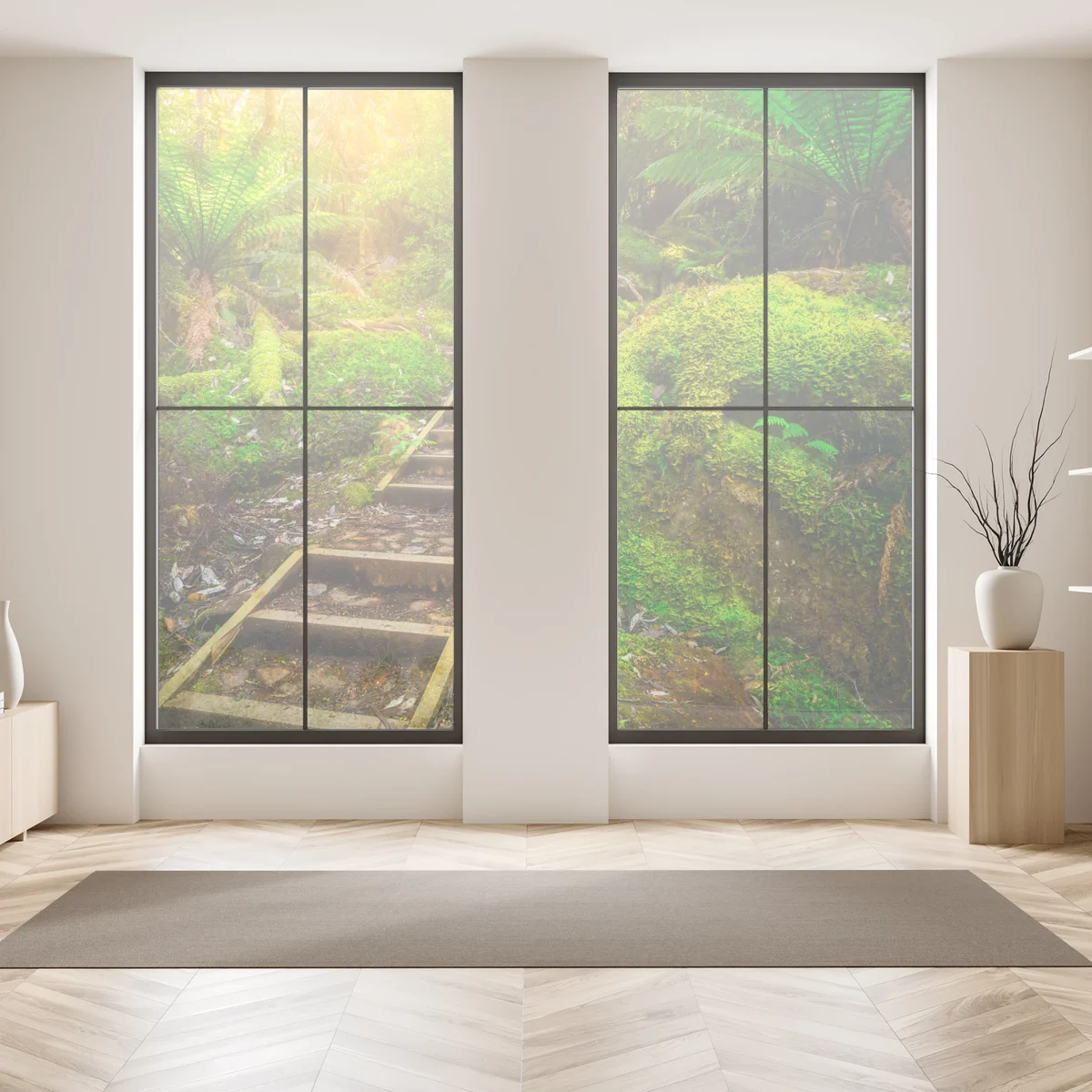 Fensteraufkleber moosiger regenwaldpfad auf der Tasman-Halbinsel Fensteraufkleber moosiger regenwaldpfad auf der Tasman-Halbinsel