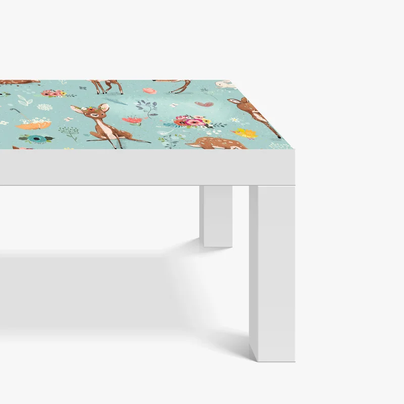Tischaufkleber und Schreibtischaufkleber pastellmuster mit rehkitzen und hasen