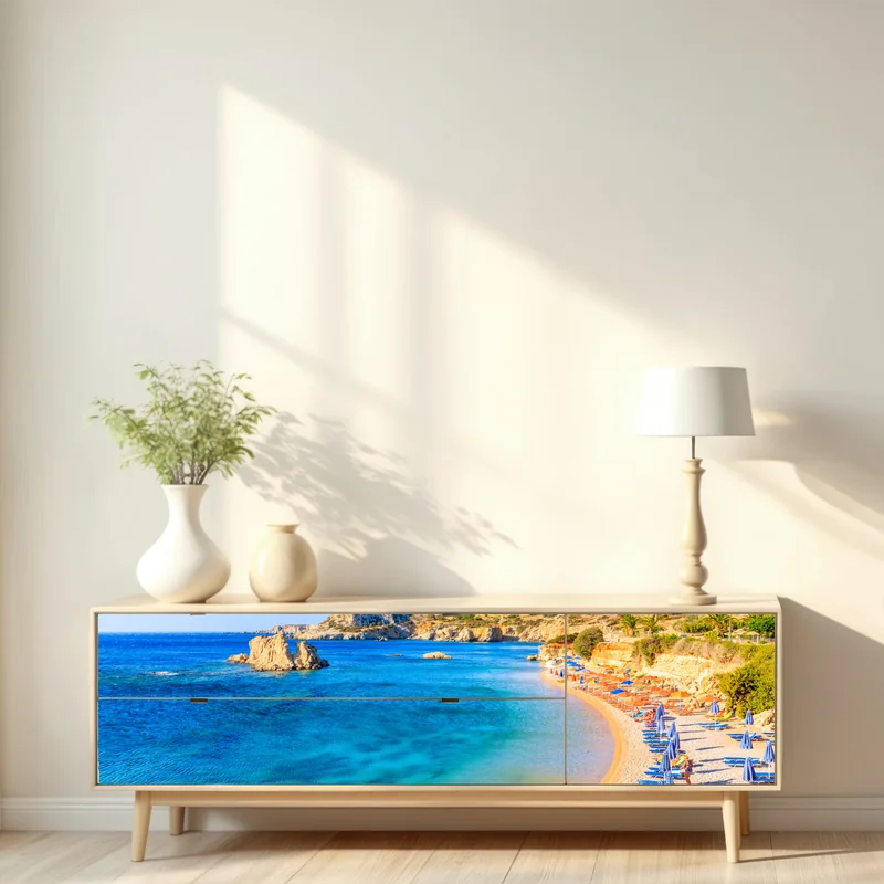 Repositionierbarer Aufkleber strand Ammopi, Karpathos türkisfarbene bucht Repositionierbarer Aufkleber strand Ammopi, Karpathos türkisfarbene bucht