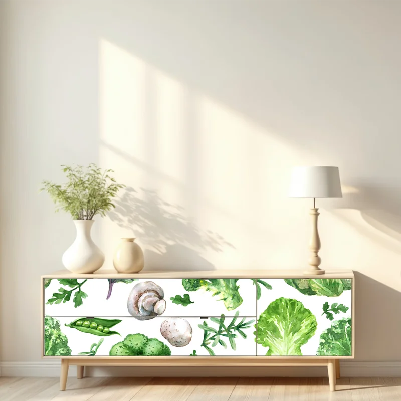 Repositionierbarer Aufkleber aquarellmuster grünes gemüse