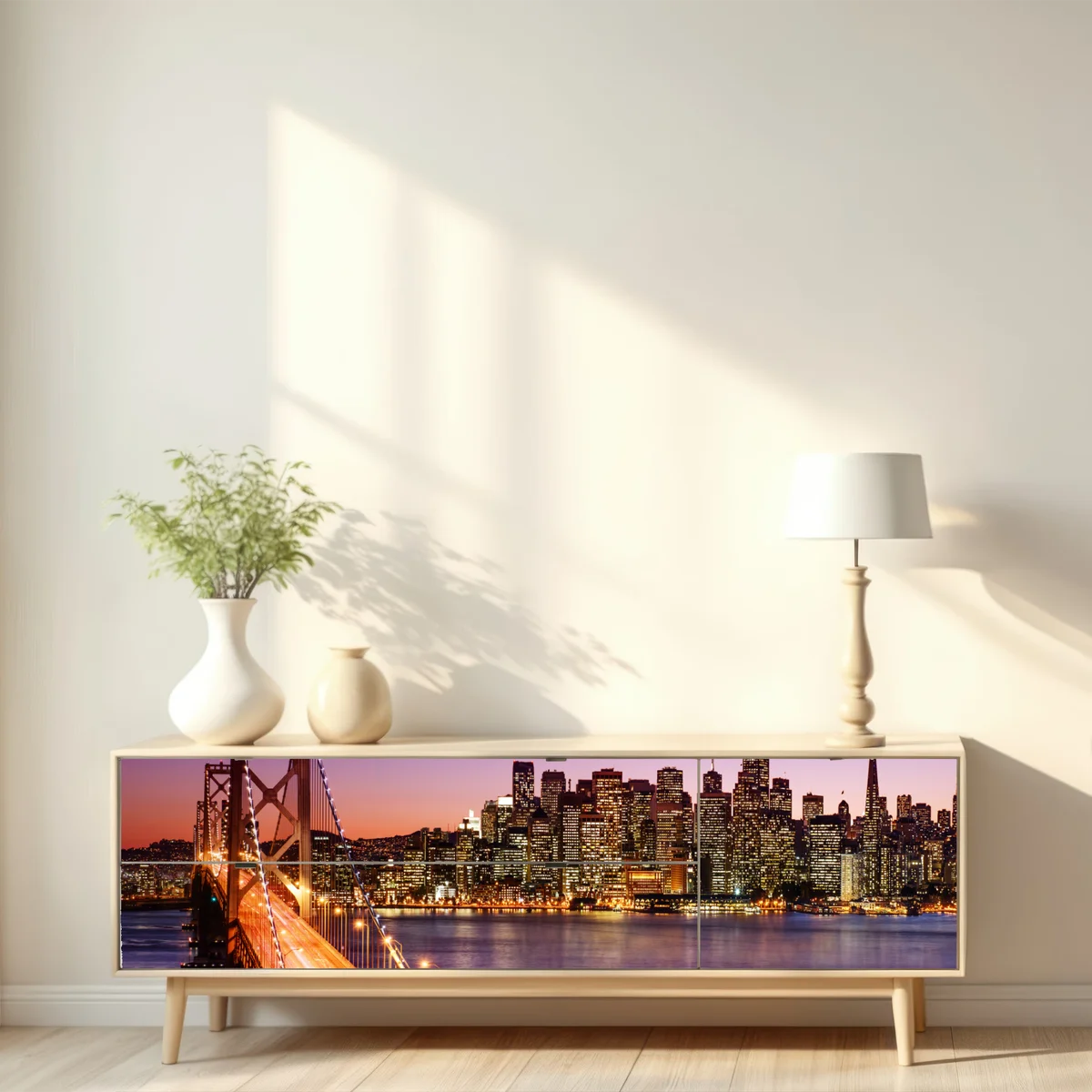 Repositionierbarer Aufkleber San Francisco skyline bei sonnenuntergang • Repositionierbare Aufkleber bei Wallnifity® Repositionierbarer Aufkleber San Francisco skyline bei sonnenuntergang • Repositionierbare Aufkleber bei Wallnifity®