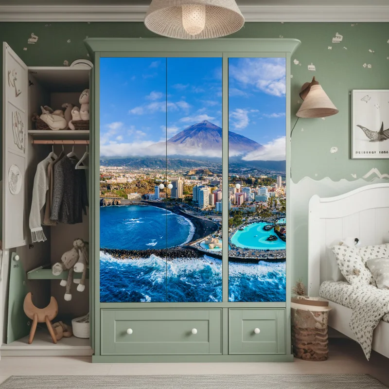 Schrankaufkleber luftpanorama der küste von Teneriffa mit dem Mount Teide Schrankaufkleber luftpanorama der küste von Teneriffa mit dem Mount Teide