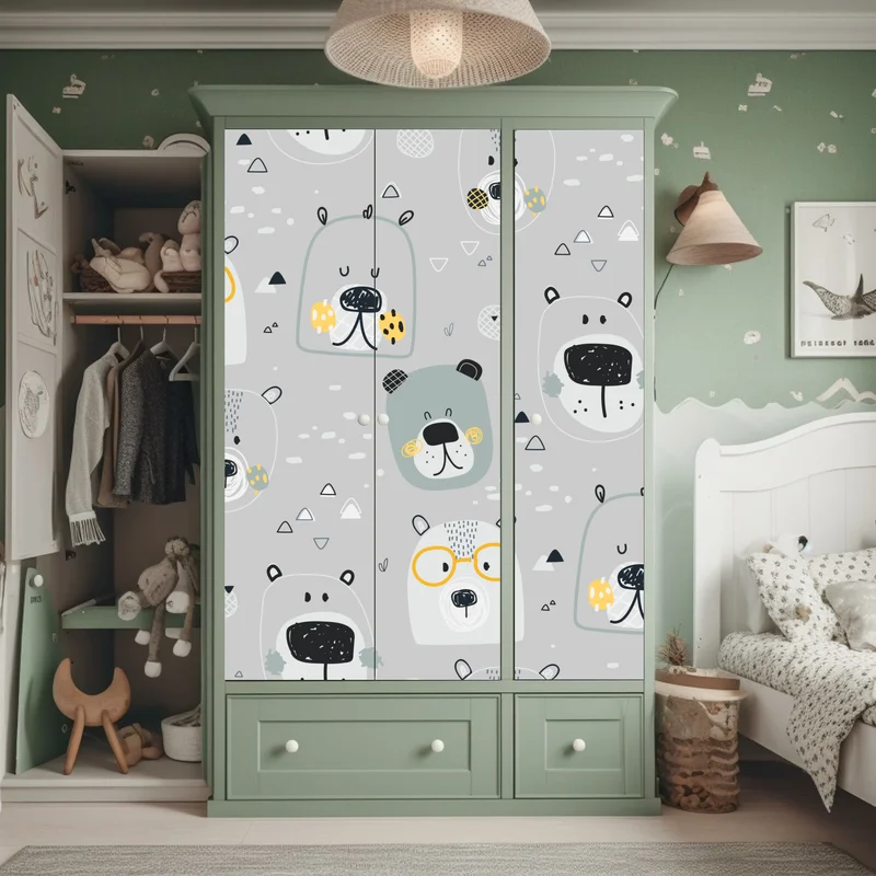 Schrankaufkleber verspieltes bärenmuster für kinderzimmer Schrankaufkleber verspieltes bärenmuster für kinderzimmer