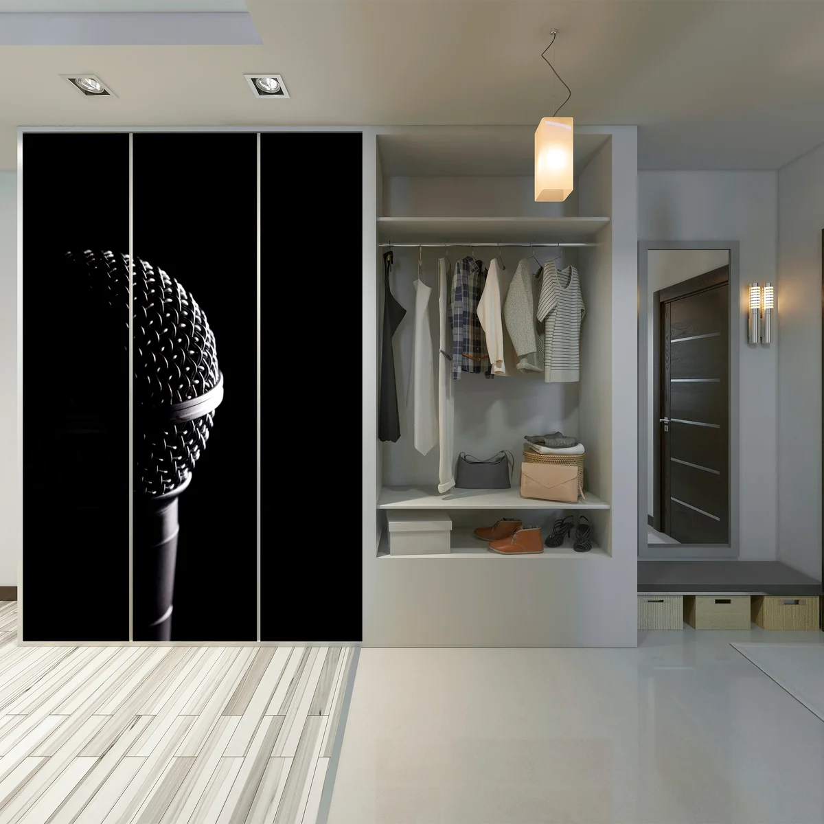 Schrankaufkleber dramatische mikrofon-nahaufnahme Schrankaufkleber dramatische mikrofon-nahaufnahme