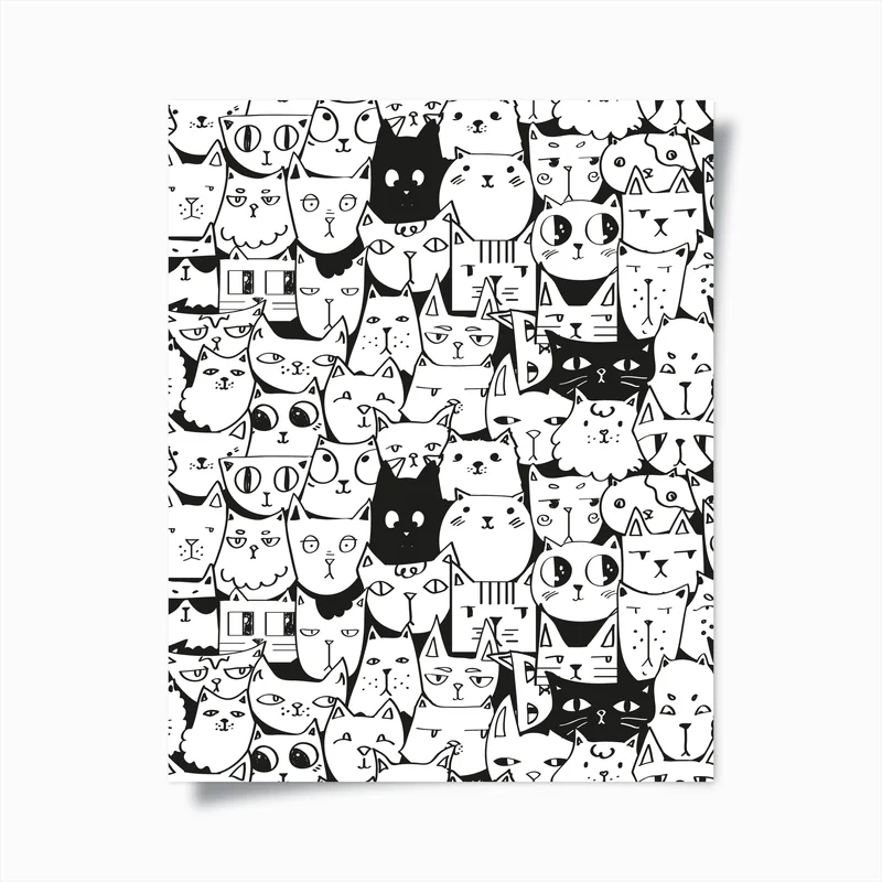 Poster verspieltes katzenmuster • Poster bei Wallnifity® Poster verspieltes katzenmuster • Poster bei Wallnifity®