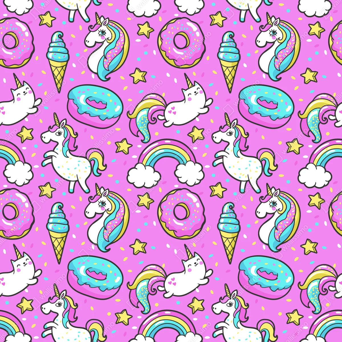 Laptop-Aufkleber pastell einhörner und süßigkeiten Laptop-Aufkleber pastell einhörner und süßigkeiten