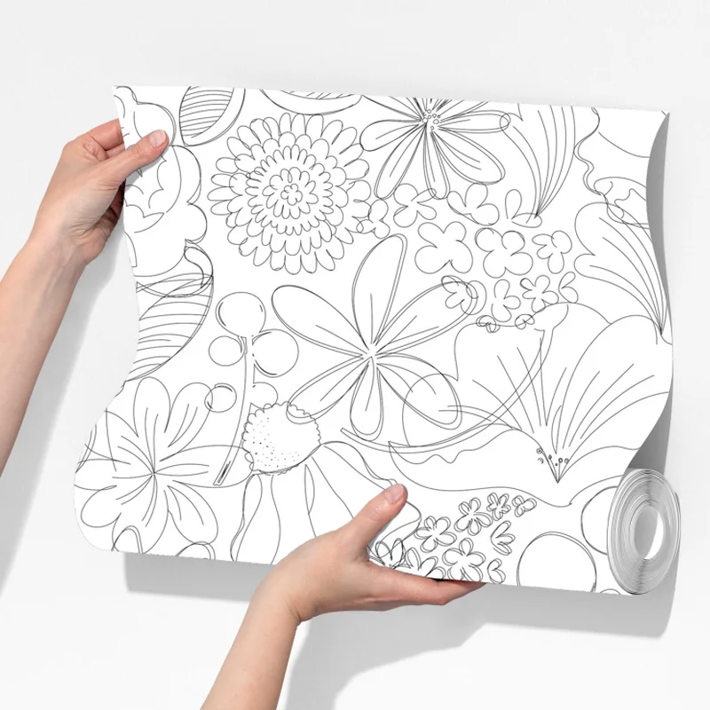 Fototapeta delikatny ręcznie rysowany kwiatowy wzór liniowy Fototapeta delikatny ręcznie rysowany kwiatowy wzór liniowy