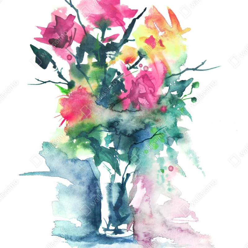 Poster zarter aquarellblumenstrauß • Poster bei Wallnifity® Poster zarter aquarellblumenstrauß • Poster bei Wallnifity®