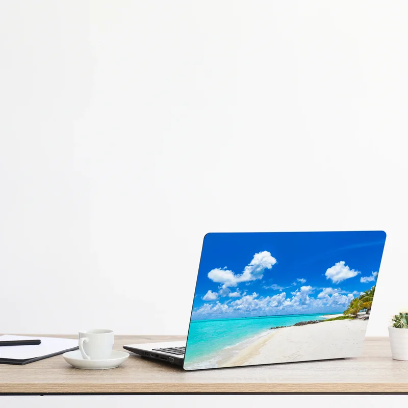 Naklejka na laptopa Malediwy turkusowa plaża panorama