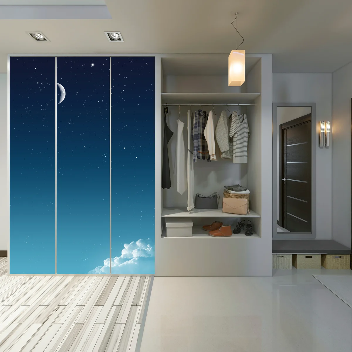 Schrankaufkleber ruhiger halbmond am sternenhimmel Schrankaufkleber ruhiger halbmond am sternenhimmel