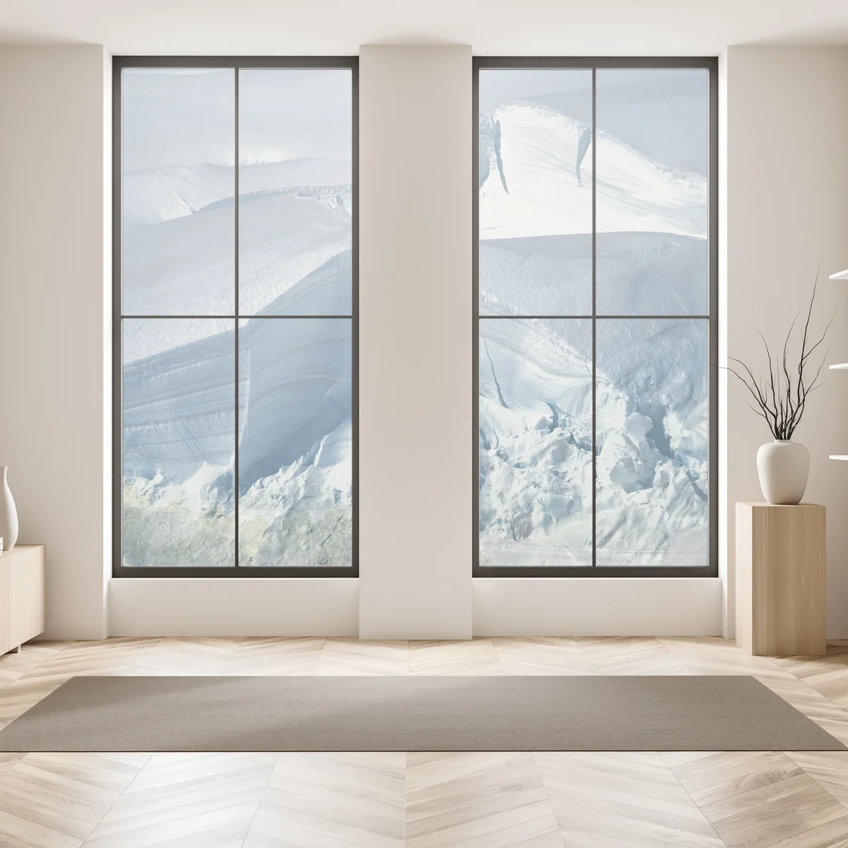 Fensteraufkleber gletscherlandschaft mit tiefen spalten Fensteraufkleber gletscherlandschaft mit tiefen spalten