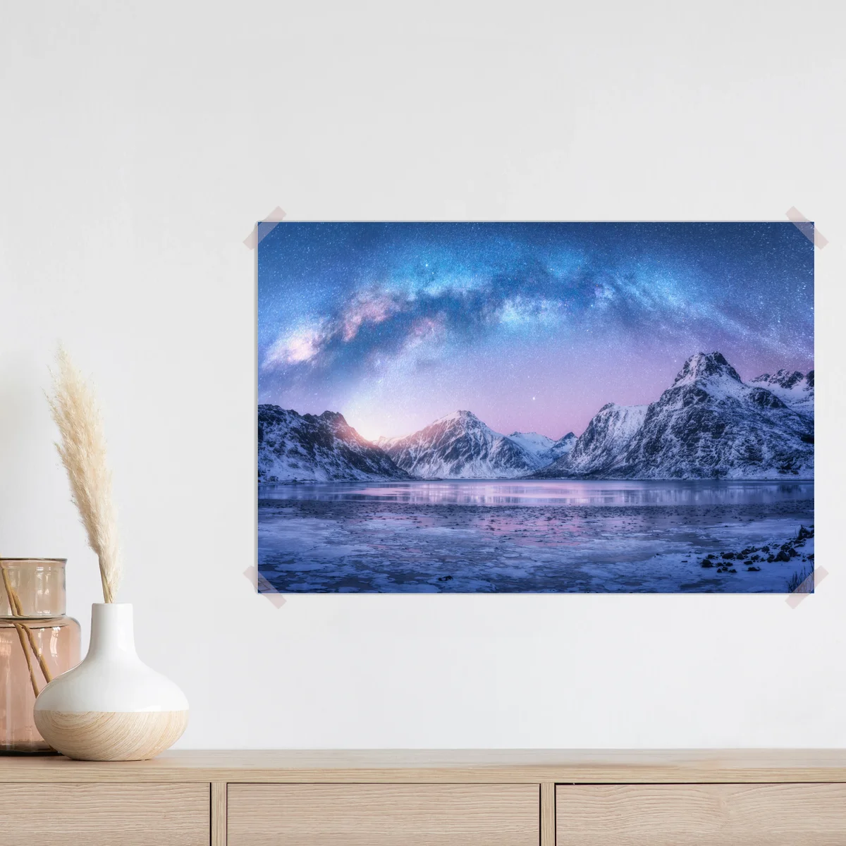 Poster ruhige arktische bergnacht unter der milchstraße Poster ruhige arktische bergnacht unter der milchstraße