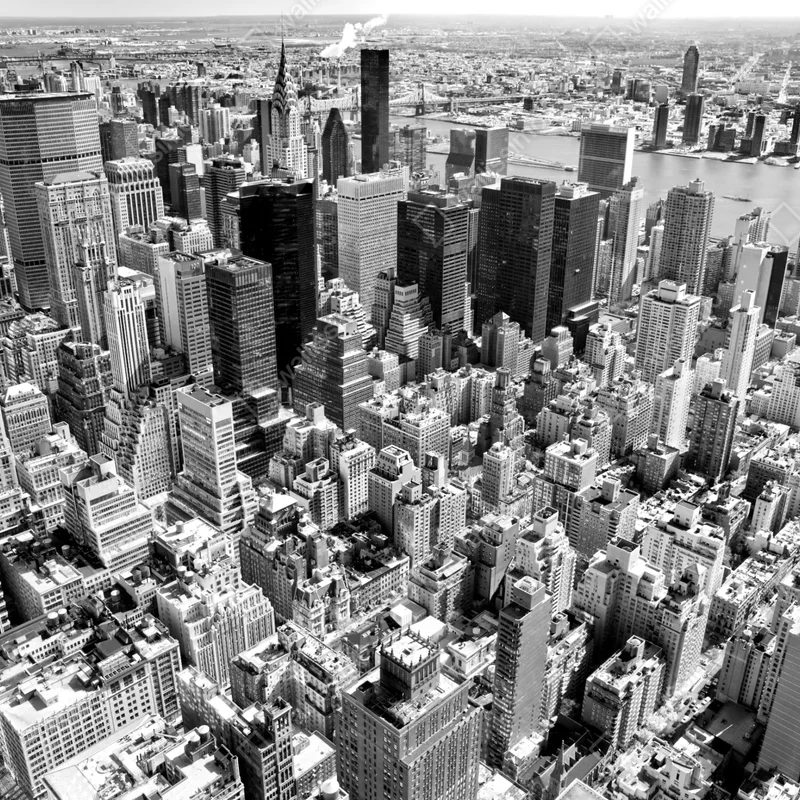 Repositionierbarer Aufkleber luftaufnahme der skyline von Manhattan in schwarzweiß Repositionierbarer Aufkleber luftaufnahme der skyline von Manhattan in schwarzweiß