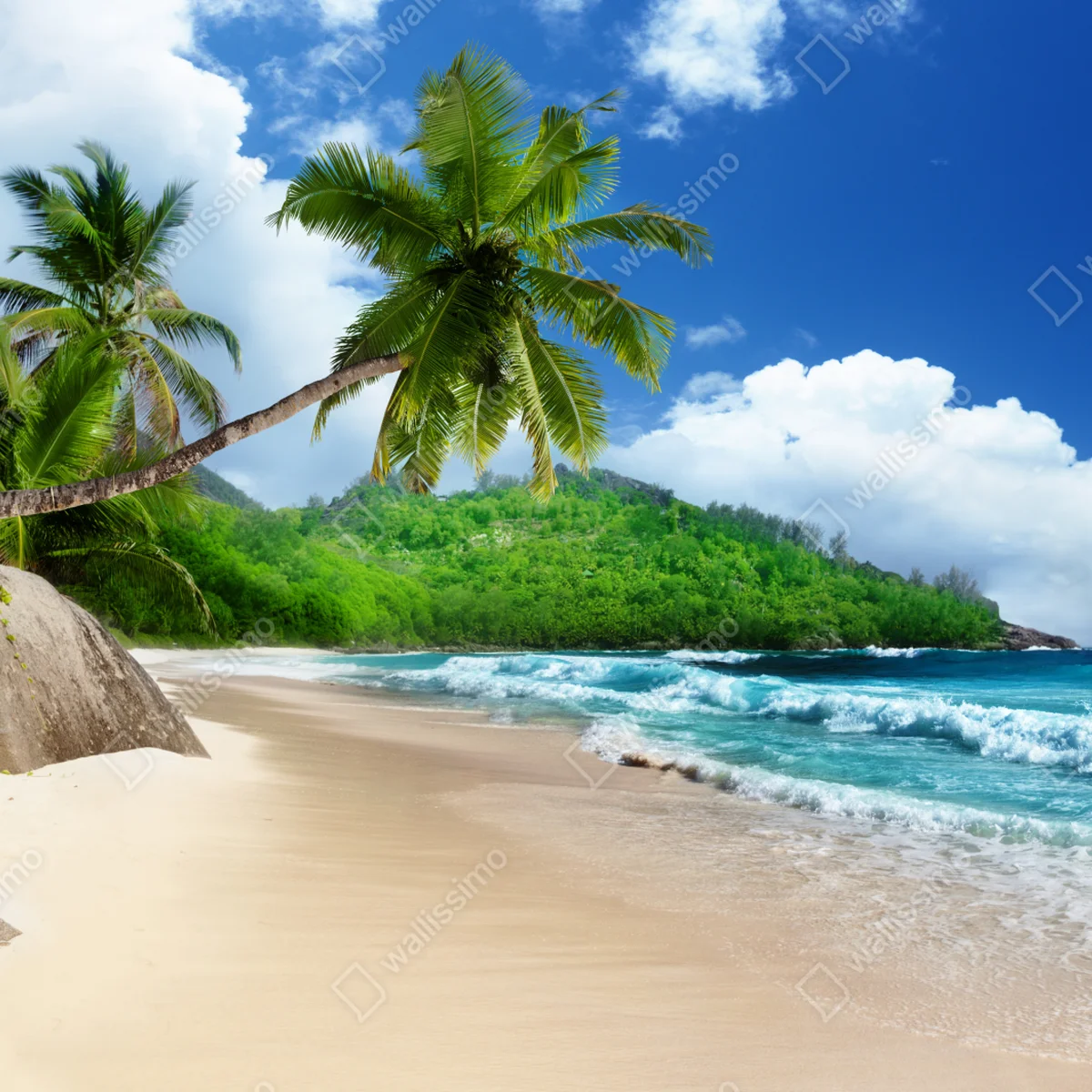 Türaufkleber ruhiger tropischer strand auf Mahe, Seychellen Türaufkleber ruhiger tropischer strand auf Mahe, Seychellen