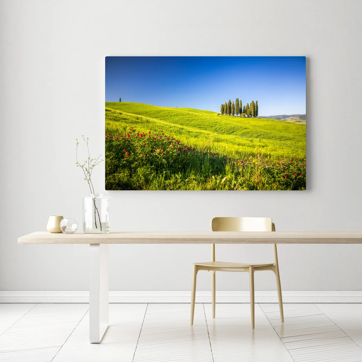 Leinwandbild sonnige grüne hügel mit zypressen Leinwandbild sonnige grüne hügel mit zypressen