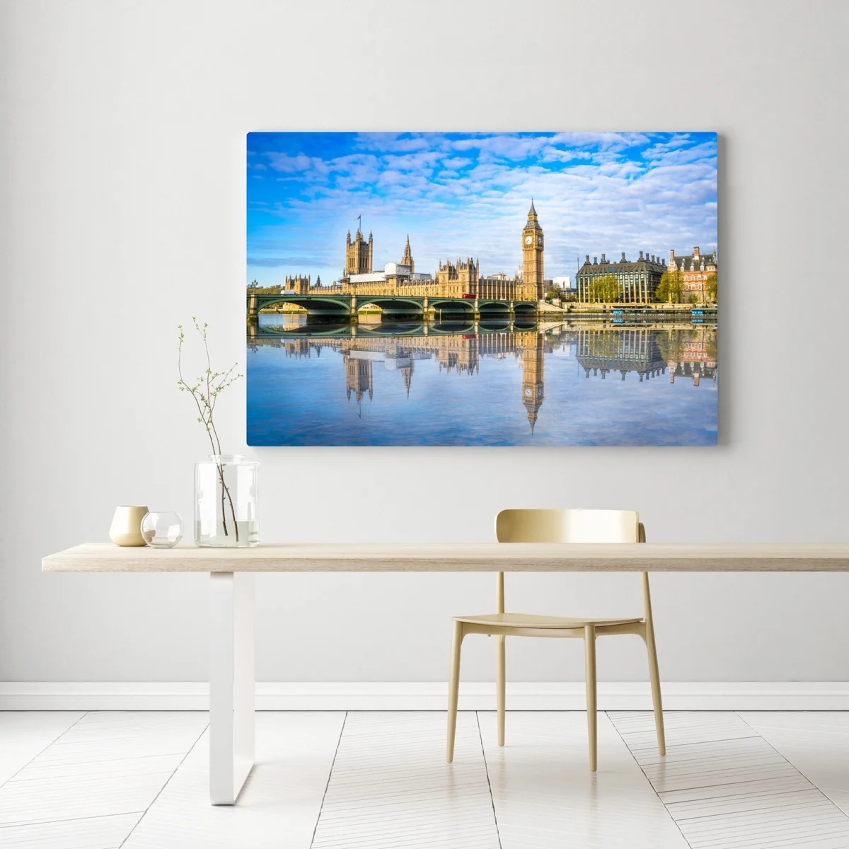 Leinwandbild London skyline mit spiegelung auf dem fluss Leinwandbild London skyline mit spiegelung auf dem fluss