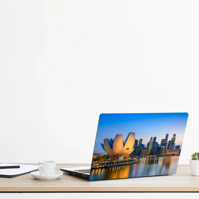 Laptop-Aufkleber Singapur skyline bei dämmerung Laptop-Aufkleber Singapur skyline bei dämmerung
