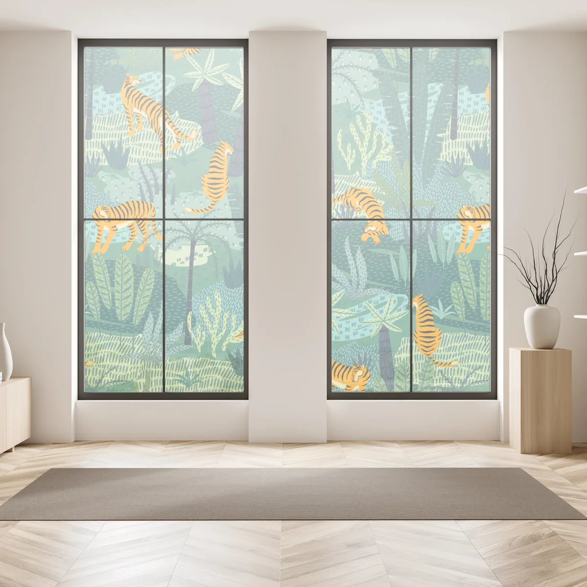 Fensteraufkleber verspieltes dschungel-tiger-muster Fensteraufkleber verspieltes dschungel-tiger-muster